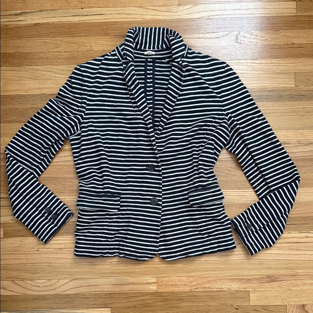 J. Crew Navy and White Striped Blazer